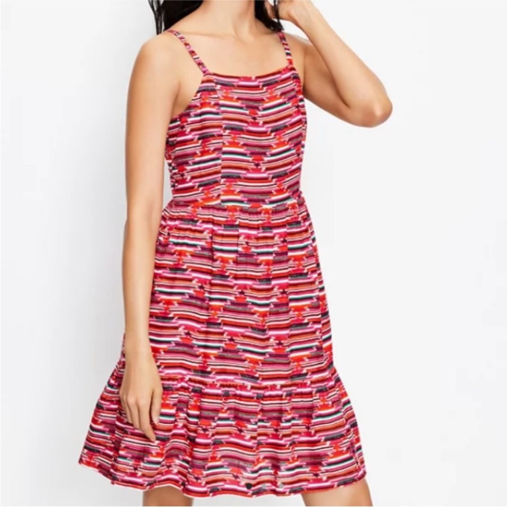 LOFT Ikat Smocked Back Dress